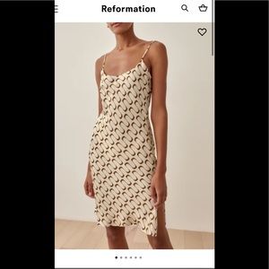 Reformation Cream and Brown Midi Dress